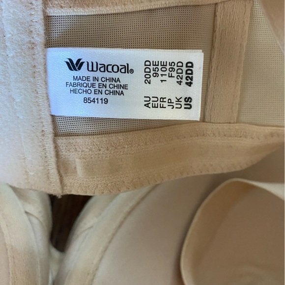 Wacoal Bra Womens 42DD Underwired convertible Strapless 854119 nude beige plus - Picture 3 of 4